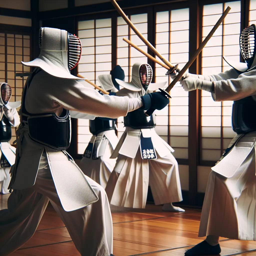 Trening kendo w tradycyjnym dojo